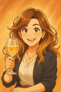 Illustration de Corinne, bénévole de l’association Accords levant son verre pour célébrer l’engagement collectif du bénévolat en soins palliatifs à Aix-en-Provence.